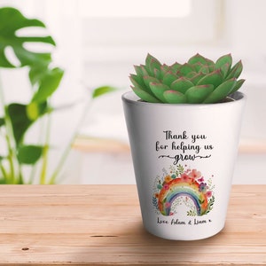 TEACHER GIFT, Rainbow Teacher Plant Pot, Personalised Teacher Planter, Thank you for helping me grow, Teacher appreciation gift