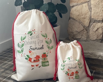 Saco personalizado, Saco de Papá Noel, Regalos de Navidad, Papá Noel, regalo para niños, Saco de Navidad.