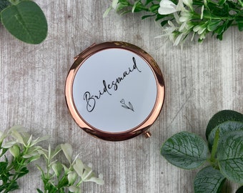 Compact Mirror, Bridesmaid Proposal Gift, Bridesmaid Thank You Gift, Pocket Mirror, Wedding Keepsake, Gift For Her, Wedding Favour