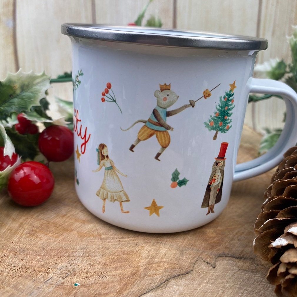Enamel Mug Kids, Nutcracker Personalised Mug, Children’s mug, Christmas mug, Hot Chocolate Mug, Gift For Niece, Gift For Daughter, Christmas