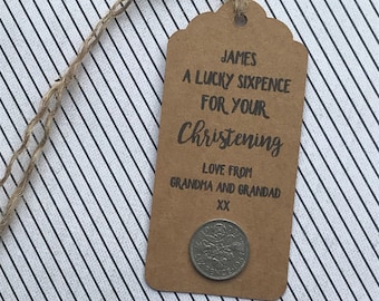 Lucky Sixpence, Christening Gift, Personalised gift, Christening, communion, holy communion, communion gift