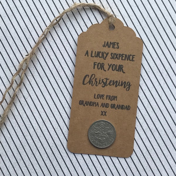 Lucky Sixpence, Christening Gift, Personalised gift, Christening, communion, holy communion, communion gift