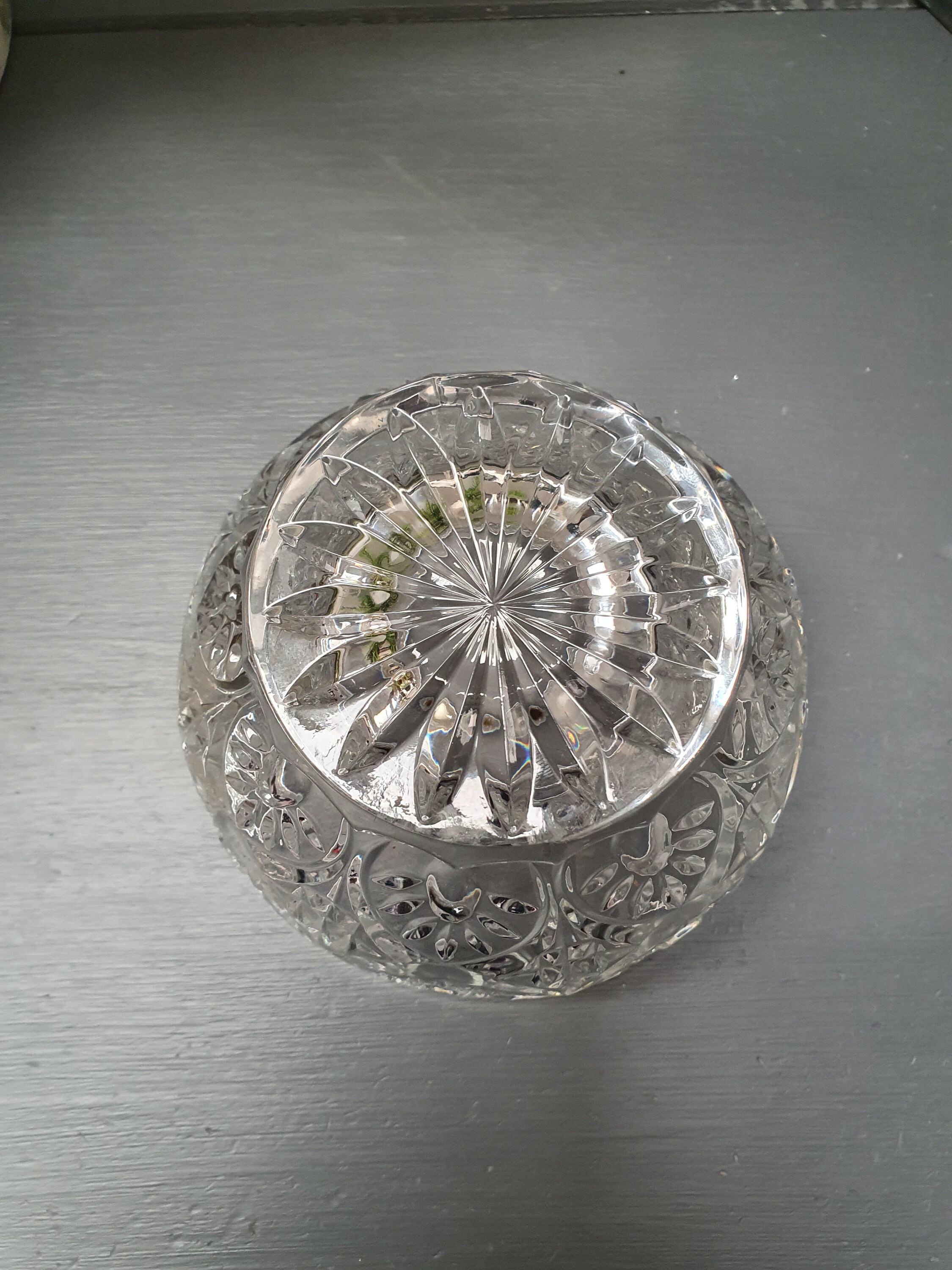 Vintage cut glass / crystal rose bowl with mesh wedding table Etsy