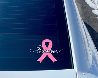 Breast Cancer Pink Survivor, Cervical Cancer Turquoise Survivor Car Decal/ Bumper sticker