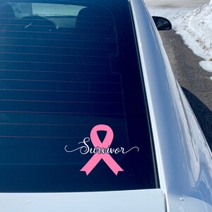 Breast Cancer Pink Survivor, Cervical Cancer Turquoise Survivor Car Decal/ Bumper sticker