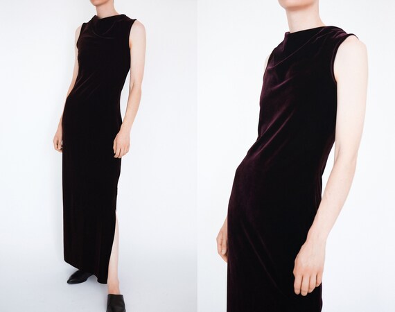 Long vintage purple velvet dress