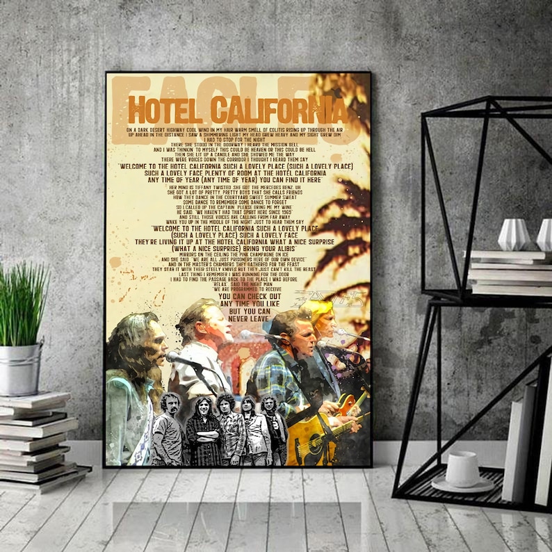 Eagles Hotel California Lyrics Song Poster Eagles Hotel Etsy