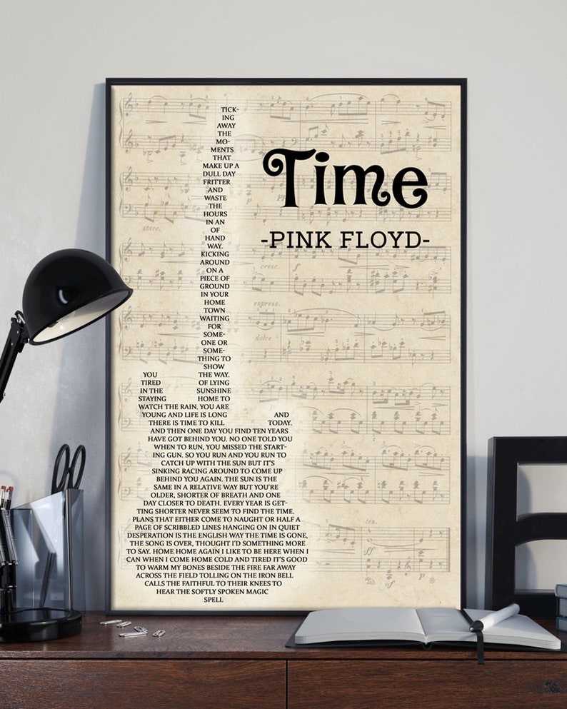 TIME Pink Floyd Lyrics Poster Rock Music Album Vintage Etsy