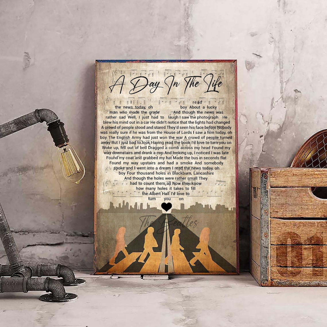 A Day In The Life The Beatles Poster Wall Art Song Lyrics Etsy