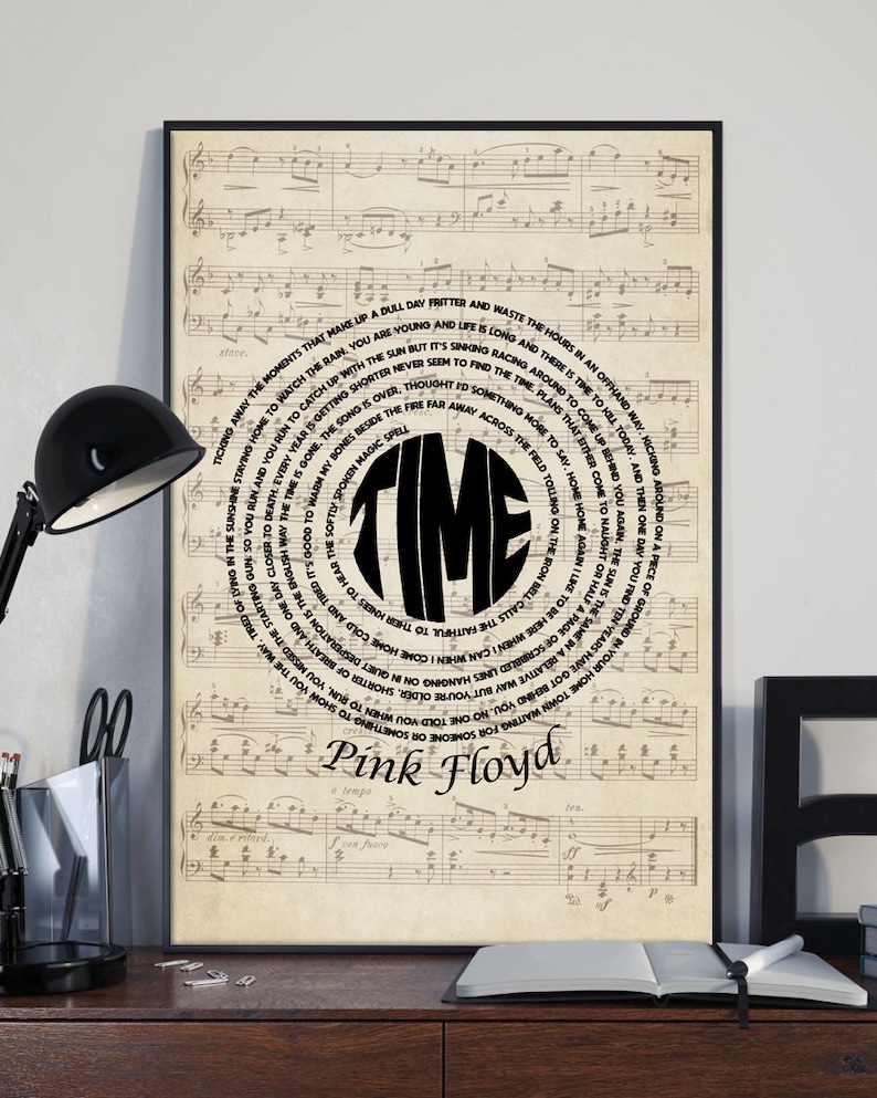 TIME Pink Floyd Lyrics Poster Rock Music Album Vintage Etsy