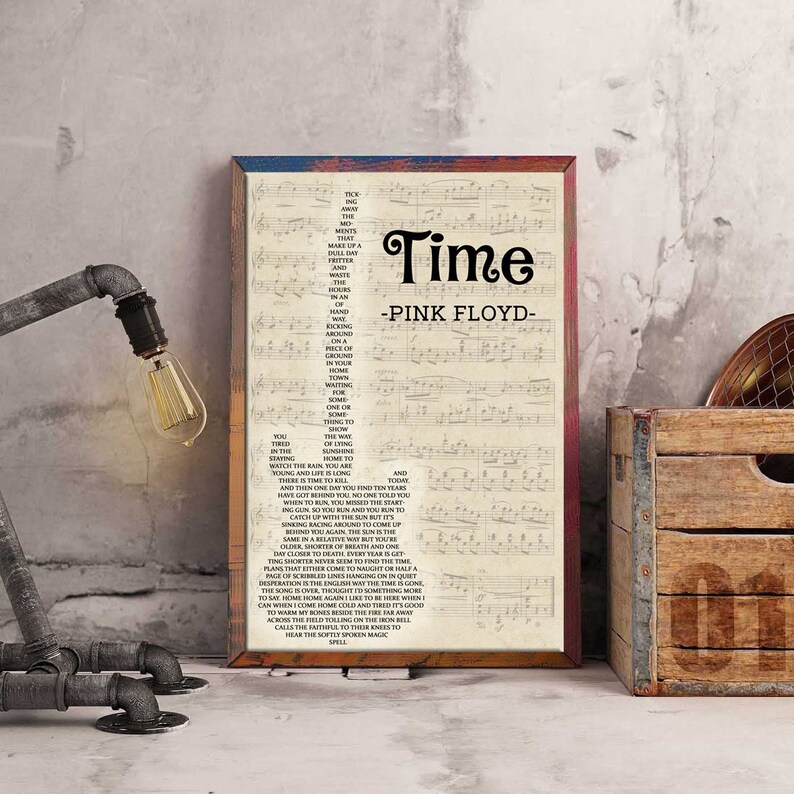 TIME Pink Floyd Lyrics Poster Rock Music Album Vintage Etsy