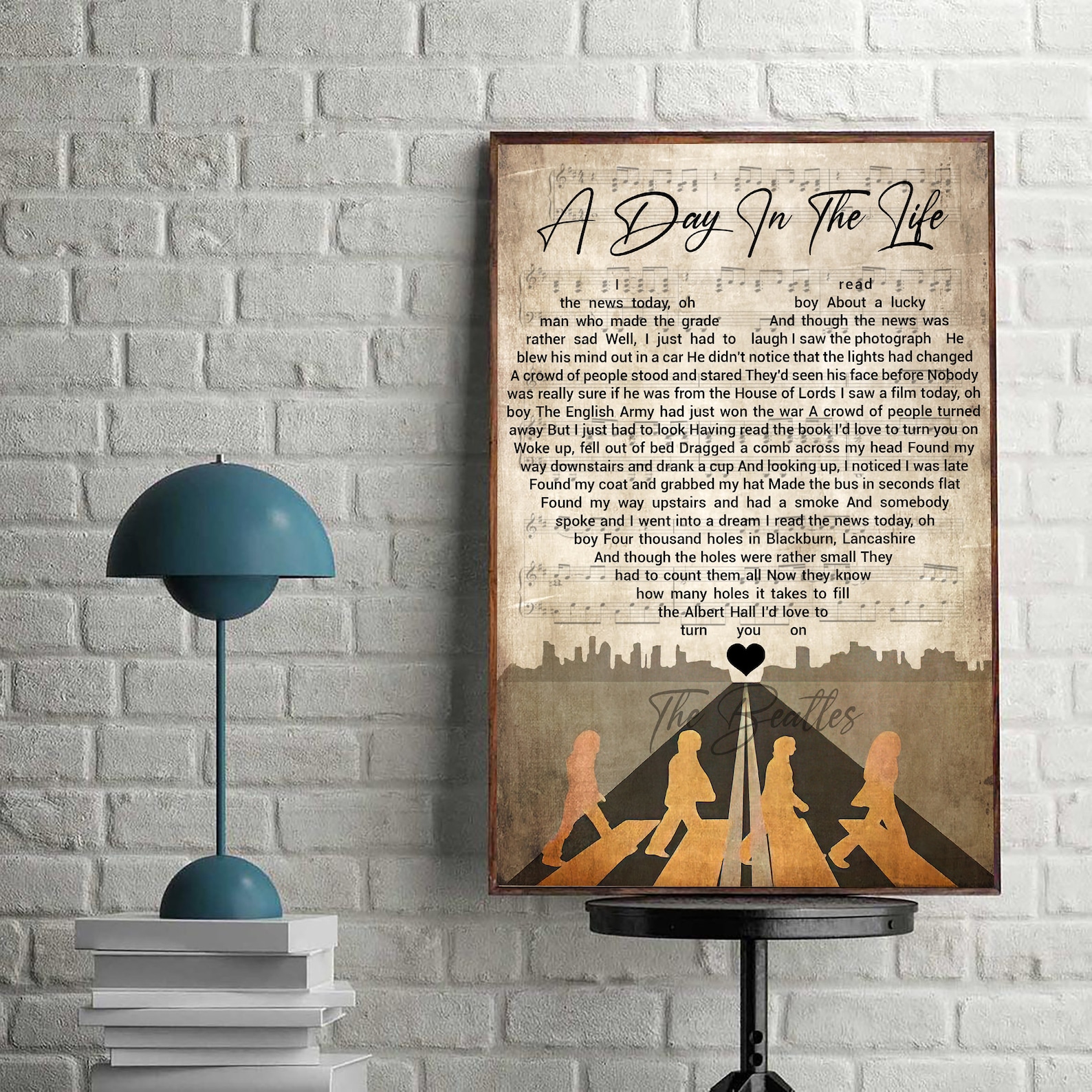 A Day In The Life The Beatles Poster Wall Art Song Lyrics Etsy
