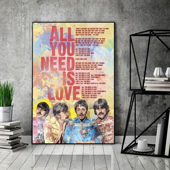 The Beatles All You Need Is Love Lyrics Song Poster Love The Etsy