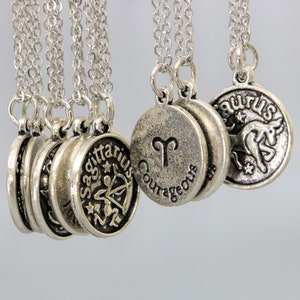 Naszyjnik ze znakiem zodiaku, naszyjnik z horoskopem, naszyjnik z monetą ze znakiem zodiaku, naszyjnik ze znakiem zodiaku, prezent urodzinowy, łańcuszek ze stali nierdzewnej