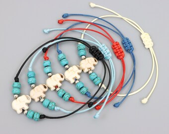 ターコイズ真鍮ビーズ エレファント チャーム ブレスレット - Etsy 日本