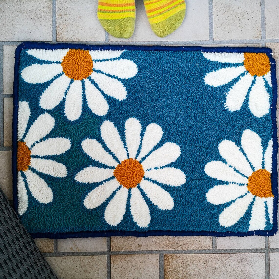 Tufted rug Punch needle rug Handmade wool rug Accent rug Etsy