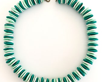Collana girocollo boho perline fatte a mano in pasta polimerica fimo regalo per lei confezionato spedizione gratuita green Necklace