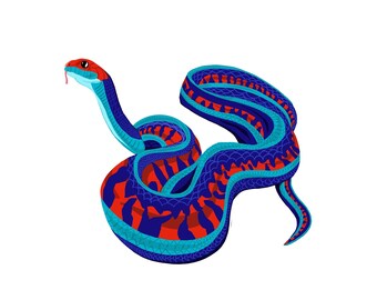 California Garter Snake, Colourful Quirky Poster, Tropical Wildlife Illustration, Stripy Snake Kids Animal Gift Decor Size A3 A4 A5 Wall Art