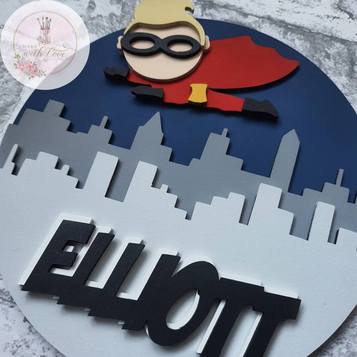 Placa personalizada del nombre del superhéroe Decoración de | Etsy