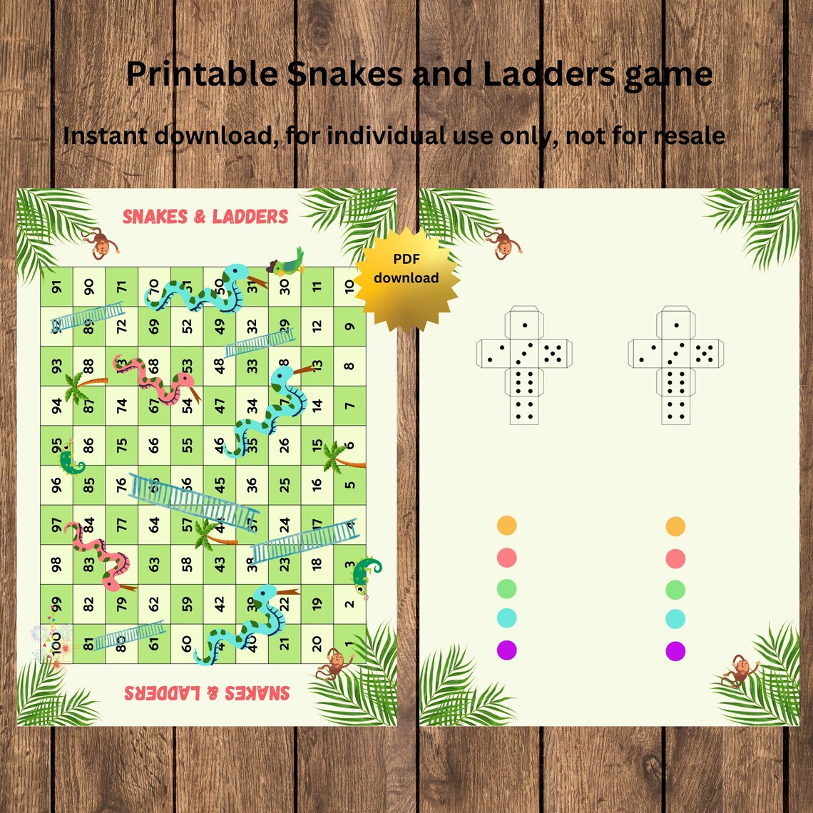 Printable Snakes and Ladders Board Game - Etsy