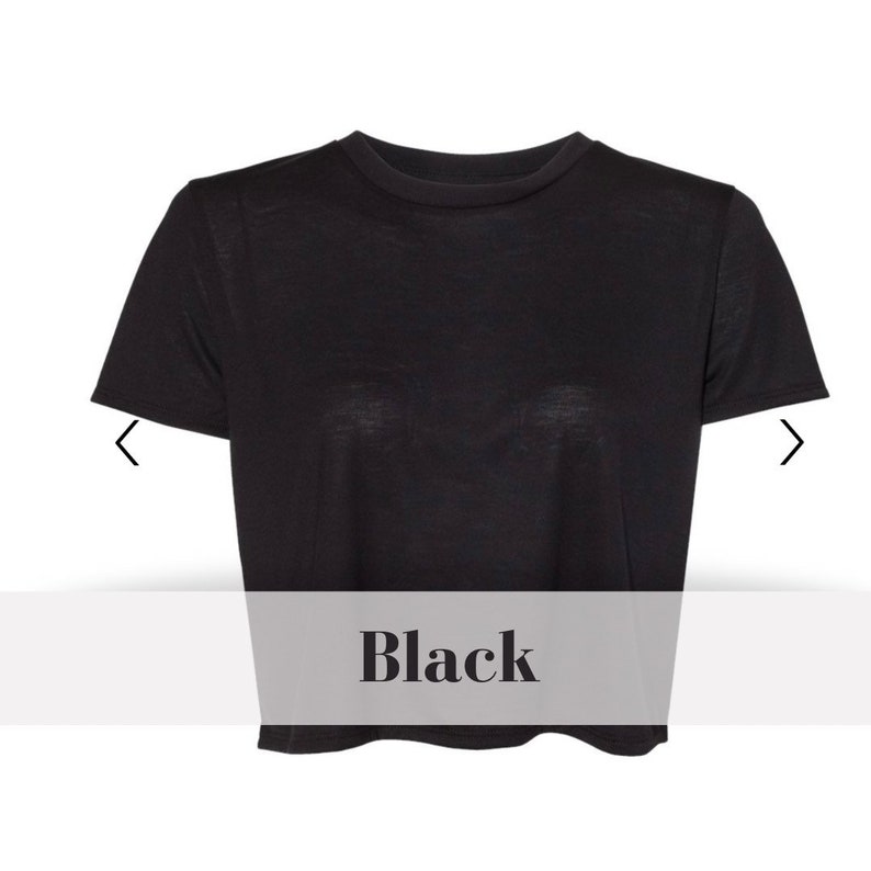 May include: A black cropped t-shirt with short sleeves.