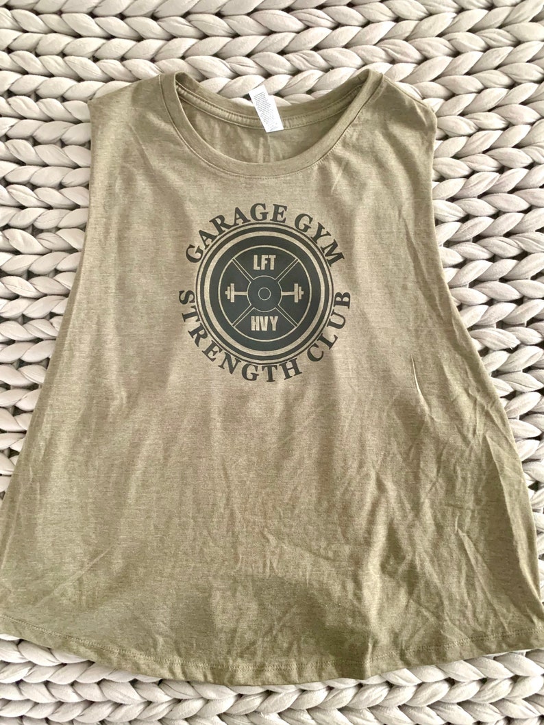 Garage Gym Strength Club crop top.