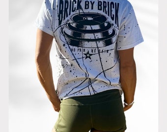 Brick by Brick Gym Tee - No Pain No Gain Lifting Shirt for Gym Moms, Gym wear, gym tee, gym shirt, Brick by Brick, lifting tee.