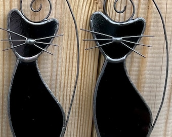 Stained Glass Cat Suncatcher • Black Cat Lover Gift • Handmade Window Hanging • Pet Memorial