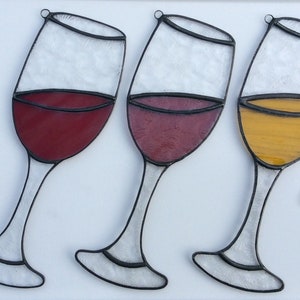 Stained Glass Wine Glass Suncatcher • Glass Of Wine Suncatcher • Wine Bar Decor • Pub Decor • Window Hanging Stained Glass Wine Glass