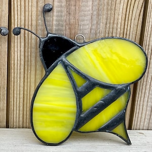 Stained Glass Bumblebee Suncatcher • Handmade Window Hanging