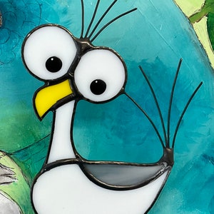 Stained Glass Seagull Suncatcher • Seagull Suncatcher • Window Hanging Seagull Suncatcher • Handcrafted Crazy Bird • Seagull Gift
