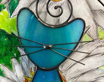 Stained Glass Cat Suncatcher • 7.5 Inches Tall • Cat Lover Gift • Cat Gift • Glass Cat • Pet Loss Gift • Window Hanging Glass Cat