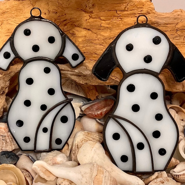 Stained Glass Dalmatian Suncatcher • 3.9 Inches Tall • Dalmatian Lover Gift  • Pet Loss Gift • Window Hanging Stained Glass Dalmation
