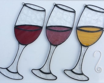 Stained Glass Wine Glass Suncatcher • Glass Of Wine Suncatcher • Wine Bar Decor • Pub Decor • Window Hanging Stained Glass Wine Glass