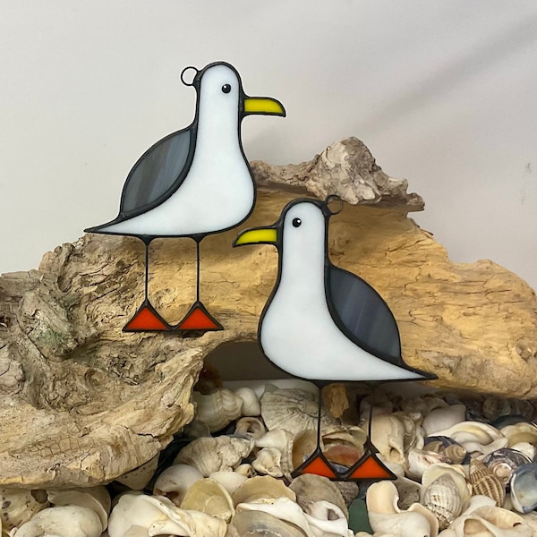 Stained Glass Seagull Suncatcher • Seagull Suncatcher • Seagull Lover Gift • Glass Seagull • Window Hanging Stained Glass Seagull
