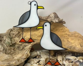 Stained Glass Seagull Suncatcher • Seagull Suncatcher • Seagull Lover Gift • Glass Seagull • Window Hanging Stained Glass Seagull