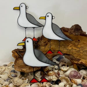 Stained Glass Seagull Suncatcher • Hanging Seabird Decoration