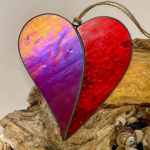 Stained Glass Heart Suncatcher • Heart Suncatcher • Heart Gift • Romantic Gift For Her • Romantic Gift For Him • Red Heart