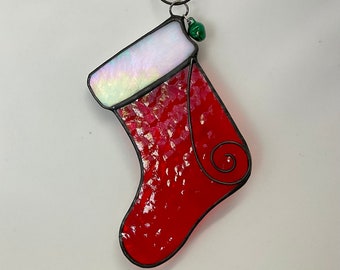 Stained Glass Santa Boot Suncatcher • Santa Boot Suncatcher • Santa Boot Christmas Tree Decoration • Window Hanging Santa Boot