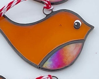 Stained Glass Robin Christmas Tree Decoration • Robin Suncatcher • Glass Robin • Window Hanging Glass Robin • Robin Gift • Bird Lover Gift