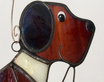 Stained Glass Dog Suncatcher • Dog Suncatcher • Glass Dog • Dog Lover Gift • Pet Loss Gift • Window Hanging Stained Glass Dog •