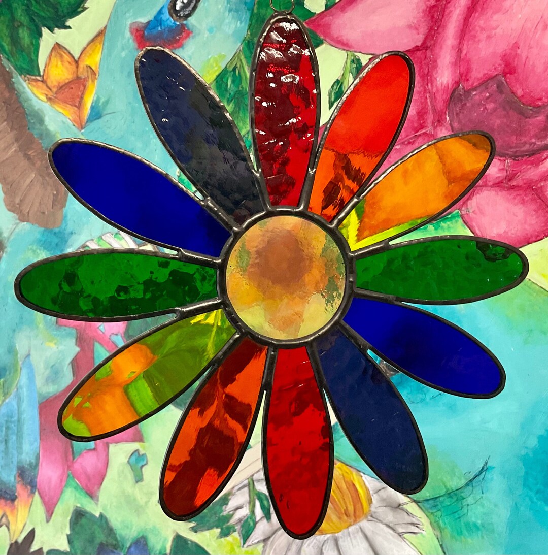 Stained Glass Daisy Suncatcher Daisy Suncatcher Etsy