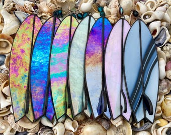 Stained Glass Surboard Suncatcher • Surf Lover Gift • Handmade • Window Hanging