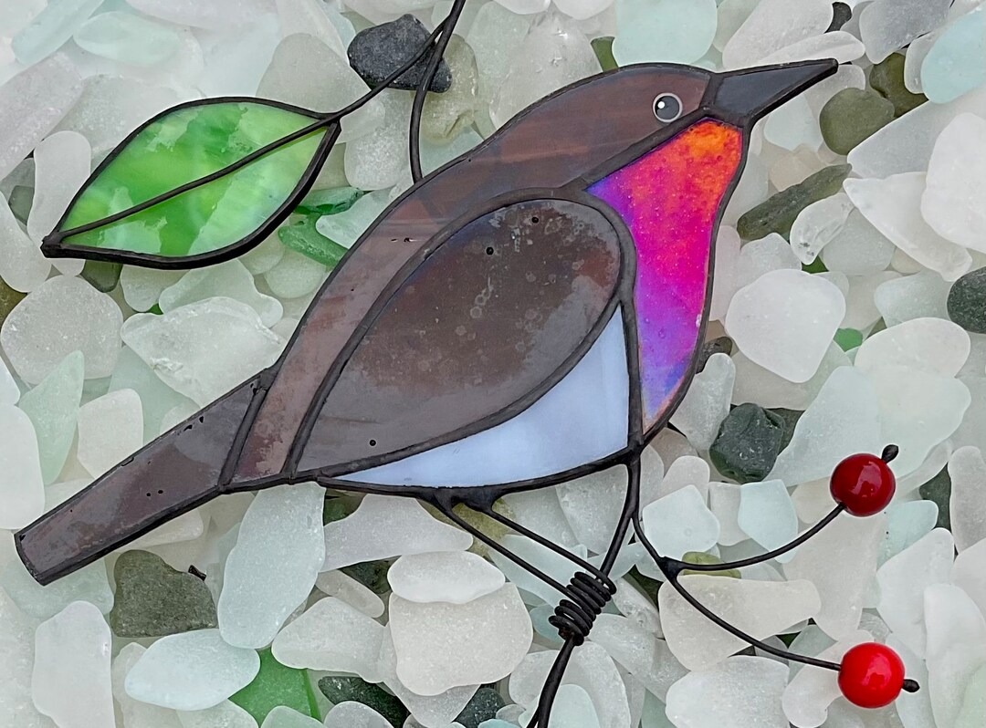 Stained Glass Robin Suncatcher Robin Gift Glass Robin Robin Etsy