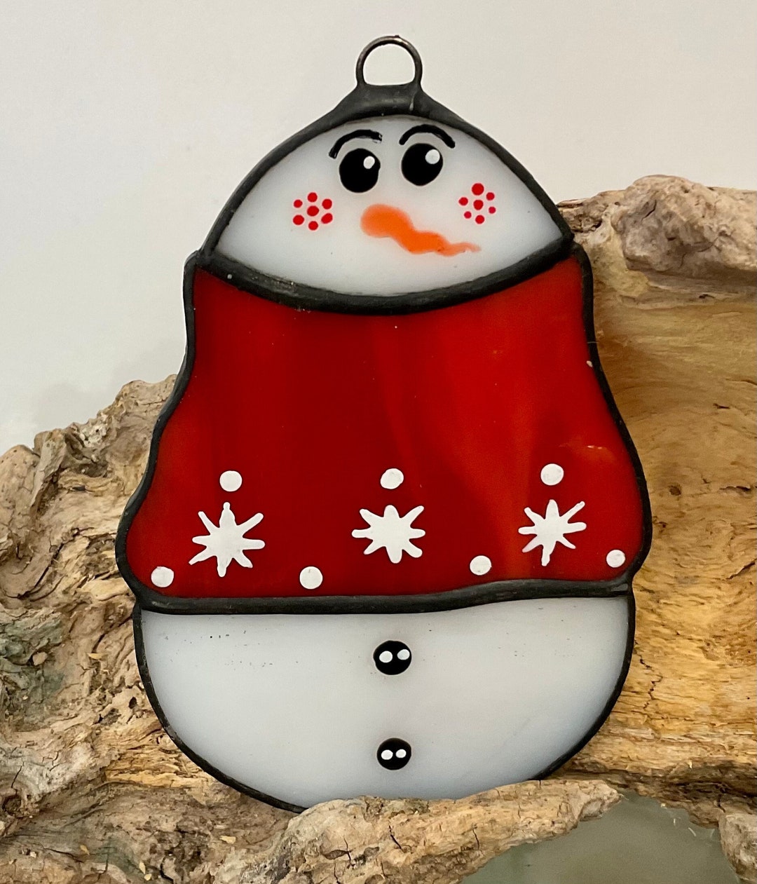 Stained Glass Snowman Suncatcher • Christmas Tree Decoration • Handmade ...
