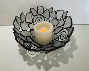 Handmade Sea Glass Candle Holder