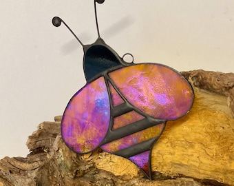 Stained Glass Bumblebee Suncatcher • Handmade Window Hanging