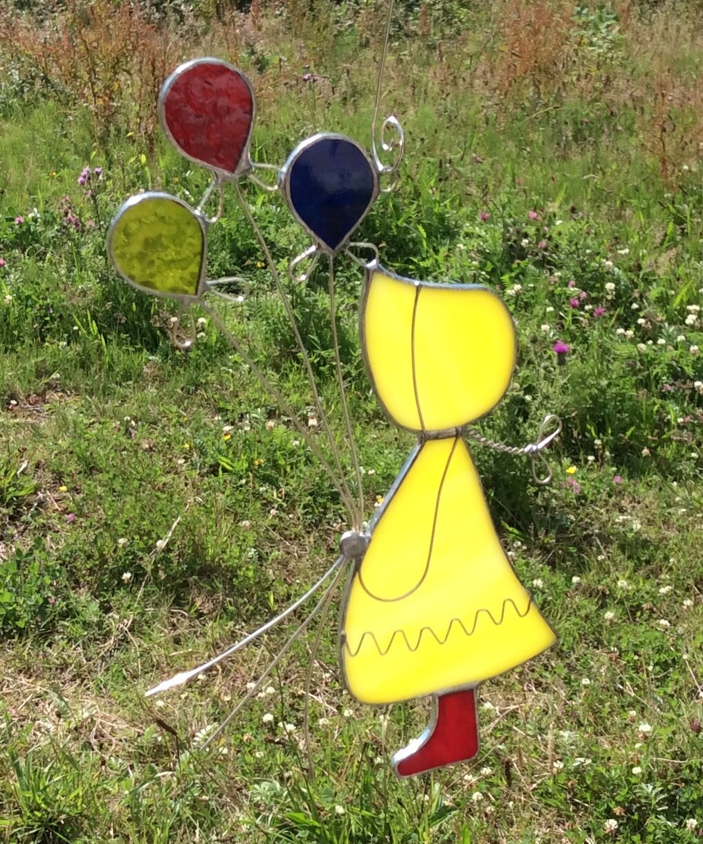 Stained Glass Balloon Girl Suncatcher Holly Hobby Hand Crafted Etsy