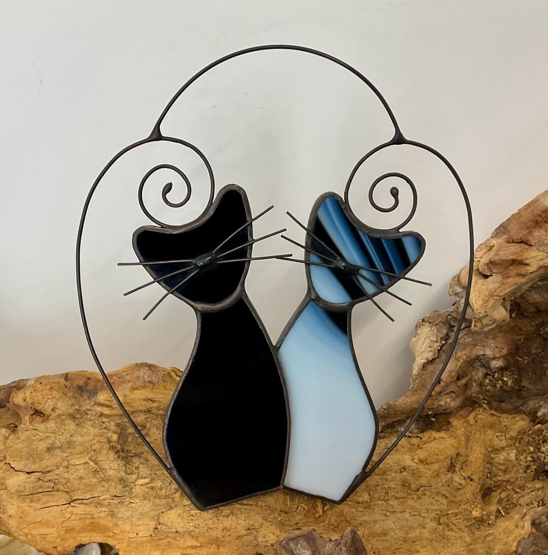 Stained Glass Cat Suncatcher • Cat Lover Gift • Handcrafted Window ...