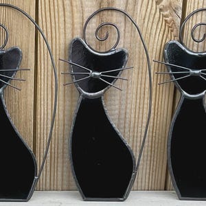 Stained Glass Cat Suncatcher • Cat Lover Gift • Handmade Window Hanging • Pet Memorial Black Cat